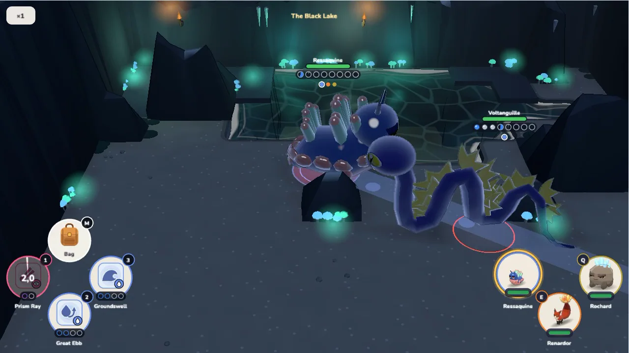 A fight on the Black Lake, deep in a cave