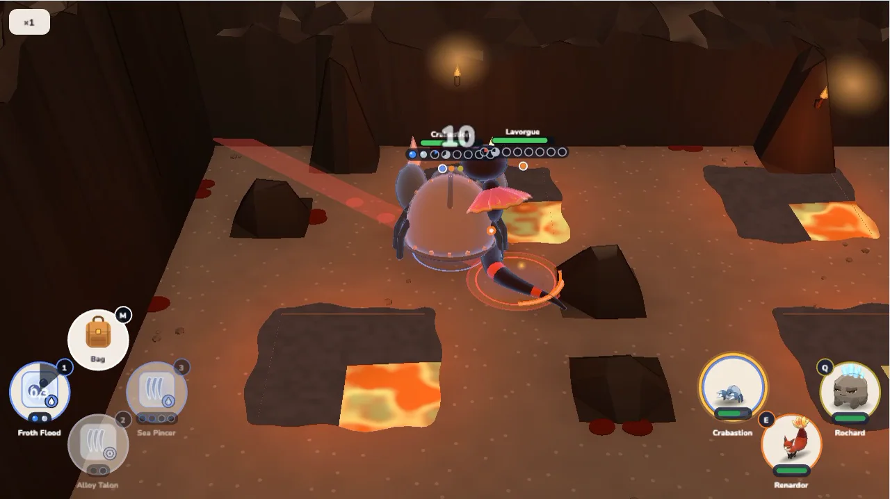 A fight in a cave of lava
